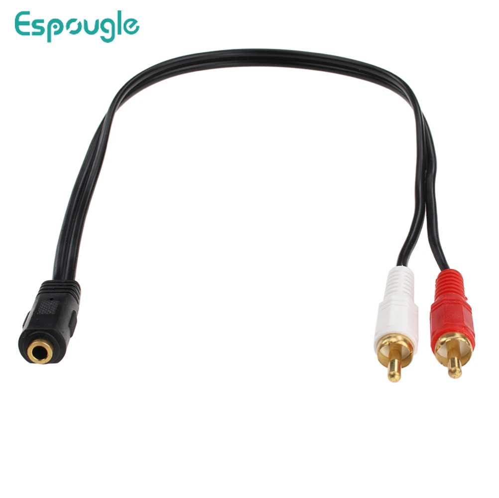 

100pcs 39cm 3.5mm Stereo Female to 2 Male RCA Jack Adapter Aux Audio Y Splitter Connector Cable Wire