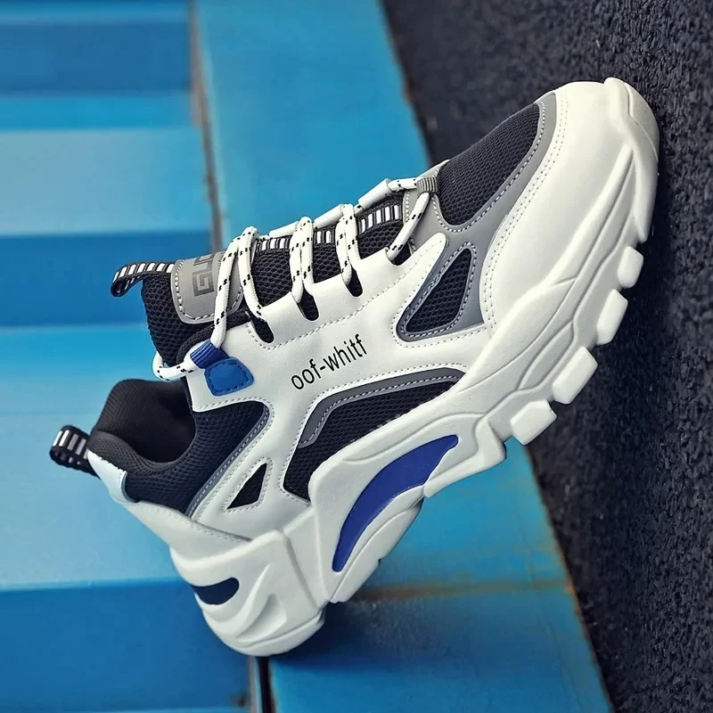 

2025: мужская обувь, кроссовки на шнуровке для отдыха, удобная нескользящая обувь на толстой подошве для бега на открытом воздухе, новая дышащая сетка