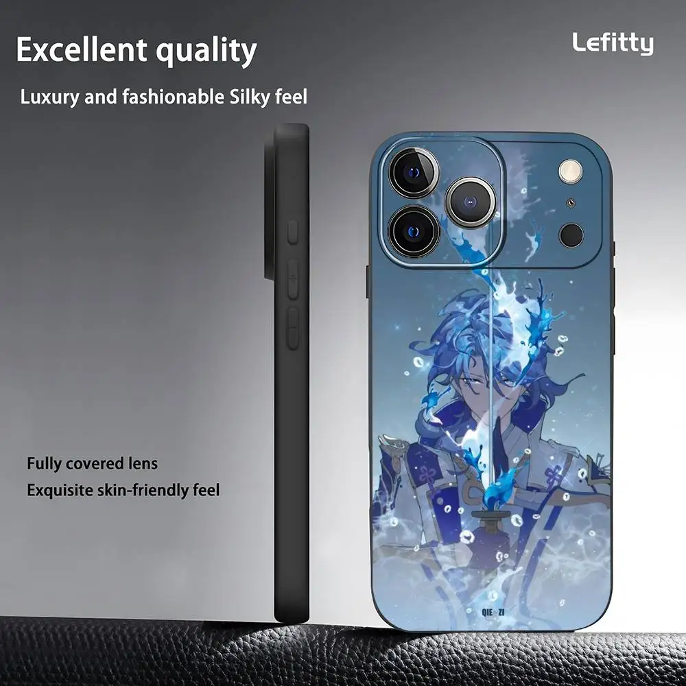 Kaeya مثير تأثير لعبة جراب هاتف آيفون 17 16 15 14 13 12 11 برو ماكس بلس ميني أسود متجمد لينة شل فوندا