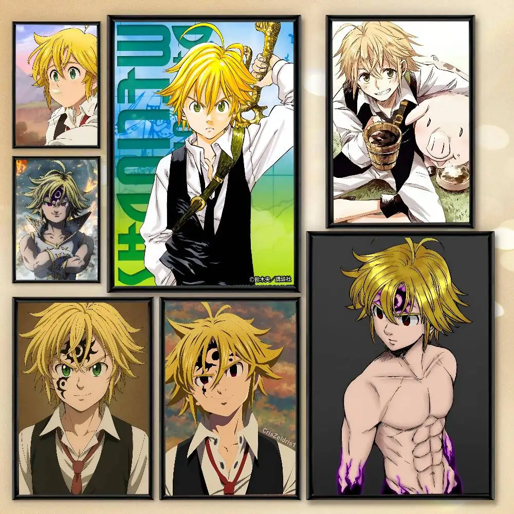 1pc Meliodas Anime Cartoon Characters Poster Sticker Print Waterproof Wall Art For Living Room Bedroom Home Decor