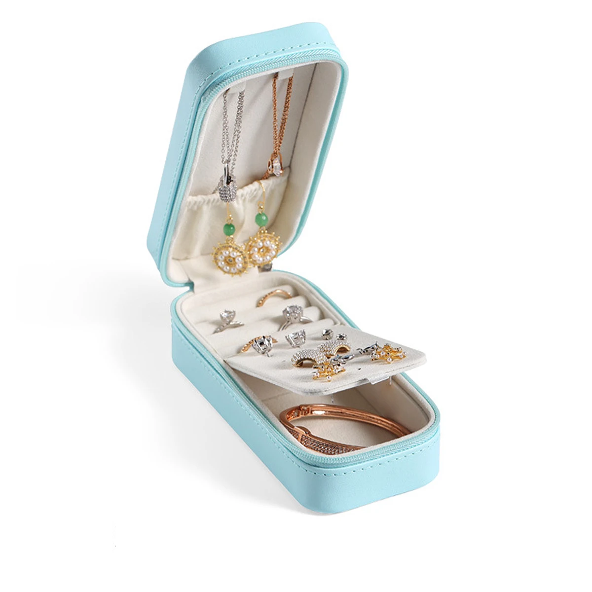 

Jewelry Box Earring Storage Organizer Mini Case Small Presentoir Premium Durable Portable Necklace Ring Travel Wedding