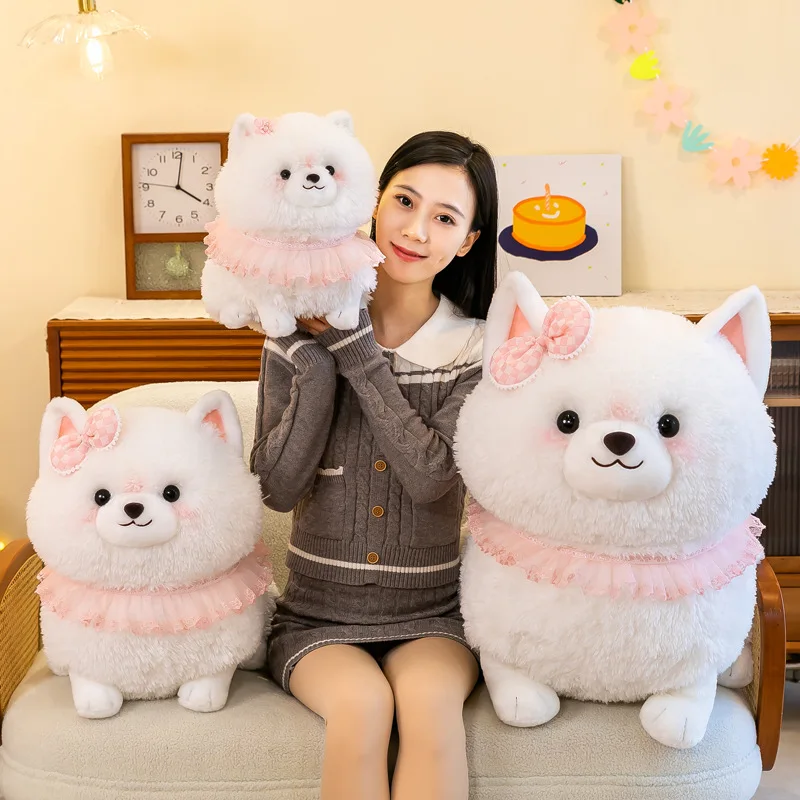 Plush stuffed imitation animal skin-friendly cute Pomeranian doll plush toy imitation dog children's toys kawaii home decoration