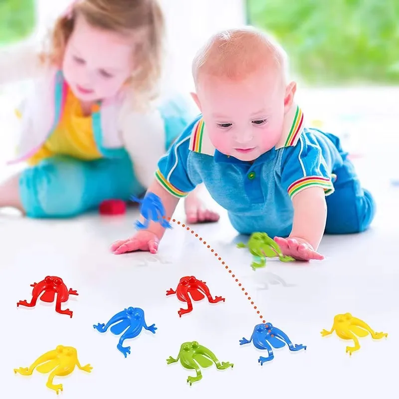 10-60Pcs Jumping Frog with Bucket Bounce Fidget Toys Novelty Assorted Stress Reliever Birthday Gift Boys Girls Party Favor Game