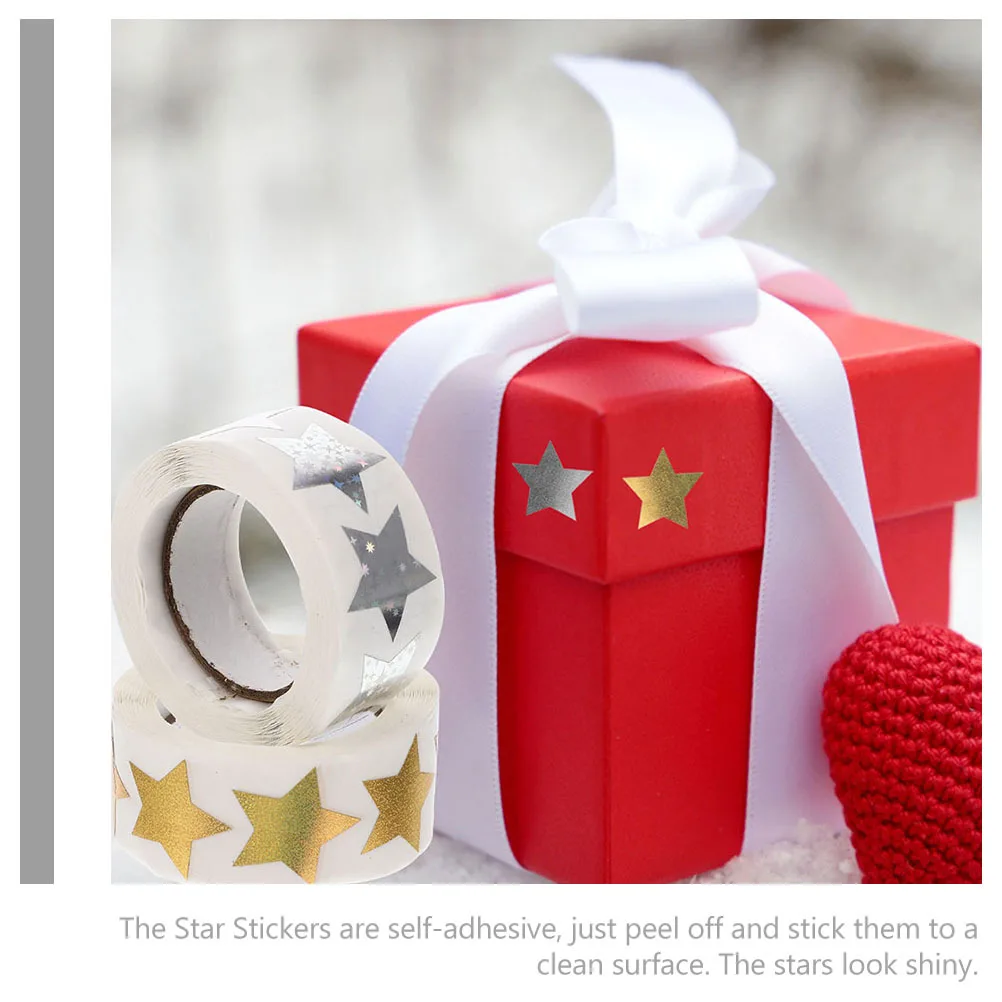 

4 Rolls Star Shaped Adhesive Stickers Waterproof Holographic Reward Stickers for Children Gift Packaging Decals Kindergarten