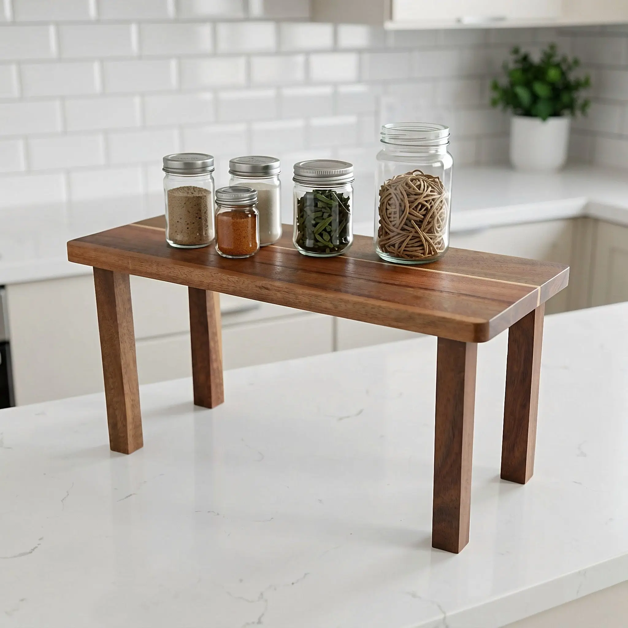 Acacia Wood Tabletop Riser Countertop Display Stand Corner Shelf Desktop Organizer Wood Riser for Bathroom Desk Plant Display