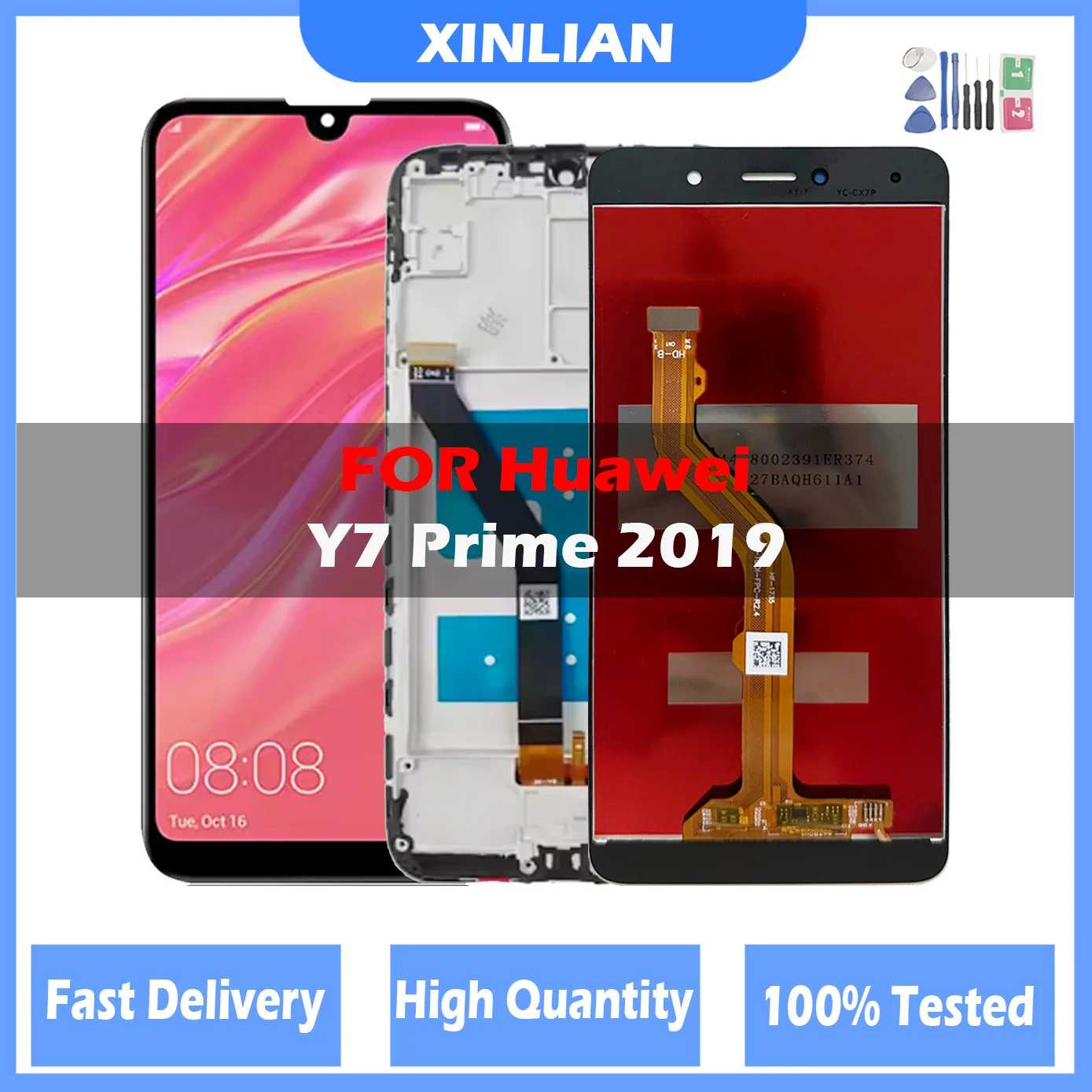 Pantalla LCD de 6,26 pulgadas para Huawei Y7 2019, piezas de reparación de pantalla táctil para Huawei Y7 Prime 2019 DUB-LX3 DUB-L23 DUB-LX1 LCD con marco