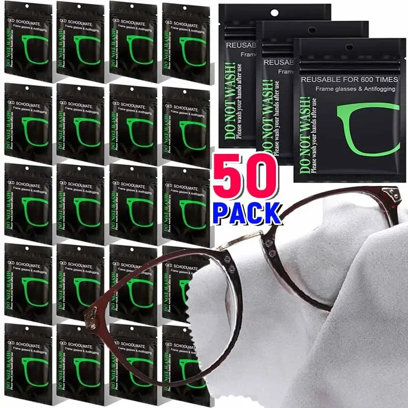 1-50PCS Reusable Anti-Fog Wipes Glasses Pre-moistened Antifog Lens Cloth Defogger Eyeglass Wipe Prevent Fogging for Glasses Swim