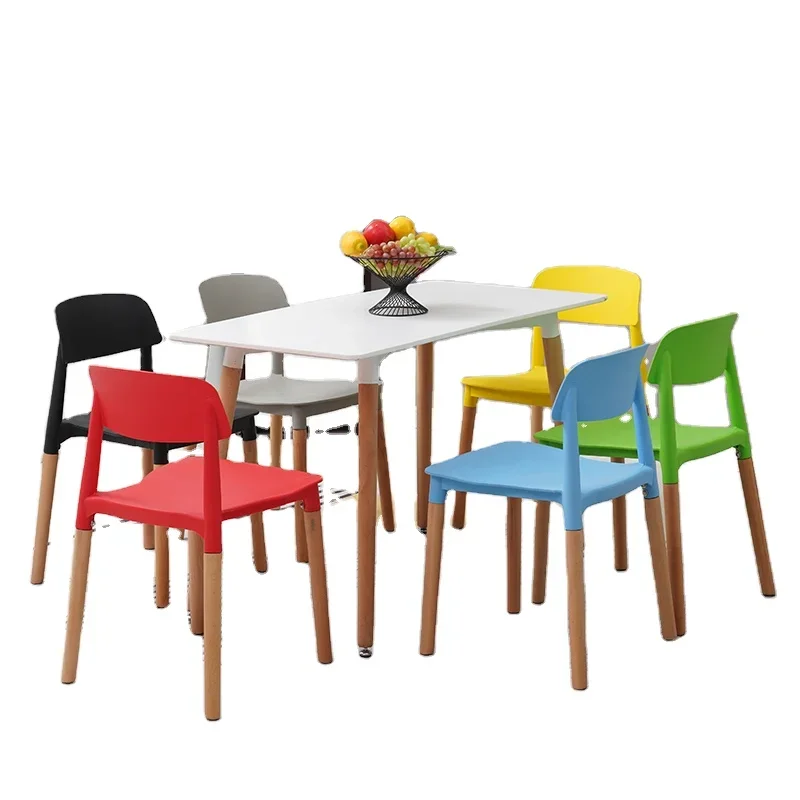 

modern dining chairs set of 4 nordic style chairs gray PP plastic wood chairs for dining room