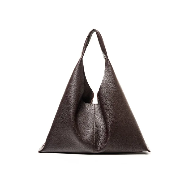 

Fashion Design Luxury Genuine Leather Shoulder Bag Female Simple Underarm Hobo Bag Triangular Tote Bag Commuting Handbags