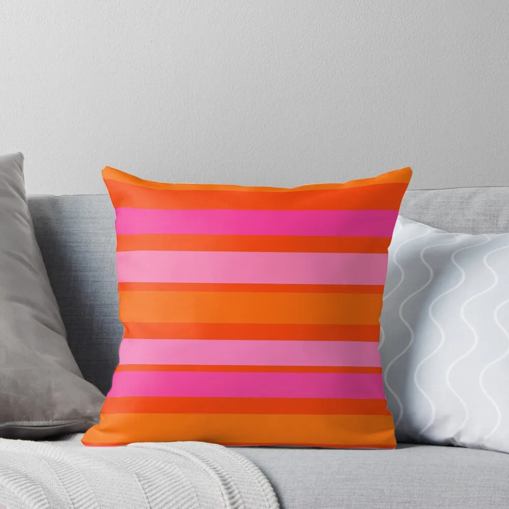 Bright Orange and Pink Stripes Throw Pillow Decorative Cushion Cover Sofa Cushion Christmas Pillow Covers Sofa Cushions