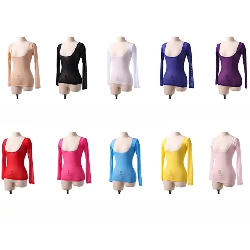 ชุดเต้นระบำหน้าท้องแขนยาวผ้าซีทรูรัดรูปเซ็กซี่  ขายส่ง