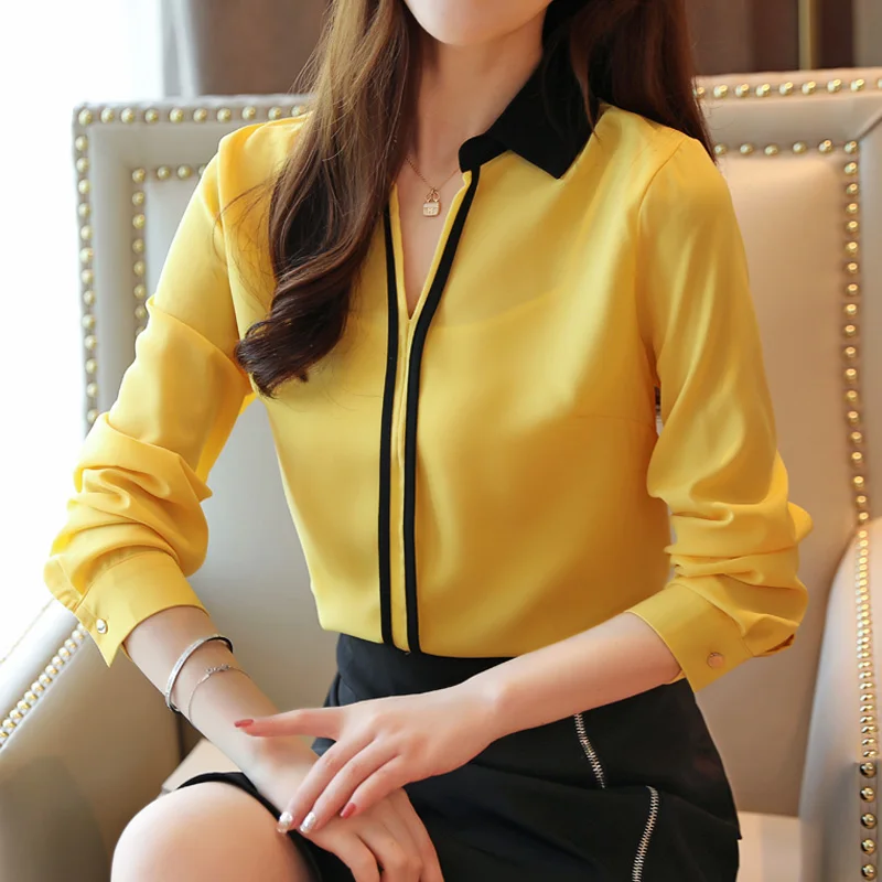 Blusas Mujer De Moda 2024 Blouse Women Blouses Turn Down Collar Office Blouse For Women Long Sleeve Chiffon Blouse Shirt B865