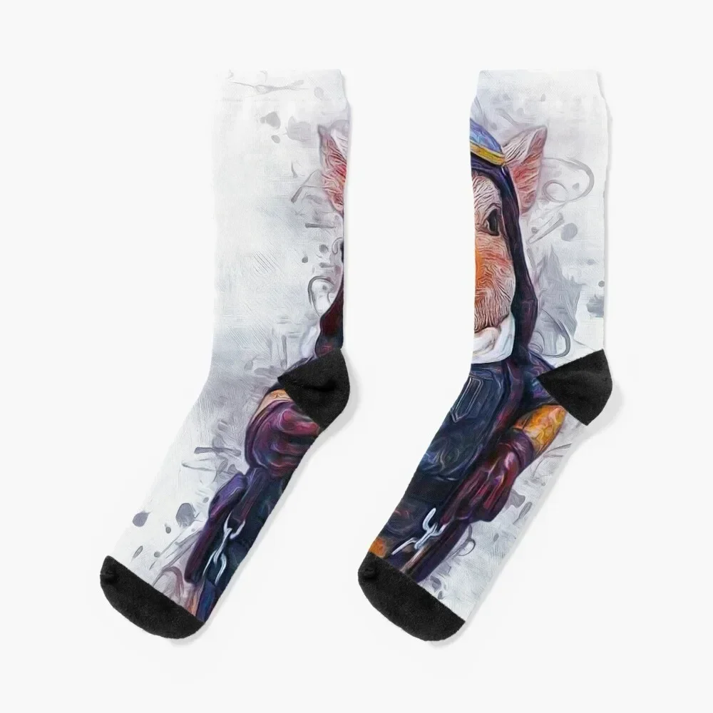 Steampunk Aviator Pig Socks hockey with print FASHION Luxury Woman Socks Men's