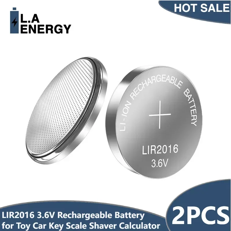 2PCS LIR2016 LIR 2016 3.6V Lithium Rechargeable Button Battery for Toy Car Key Scale Shaver Calculator Replaces CR2016 Cells