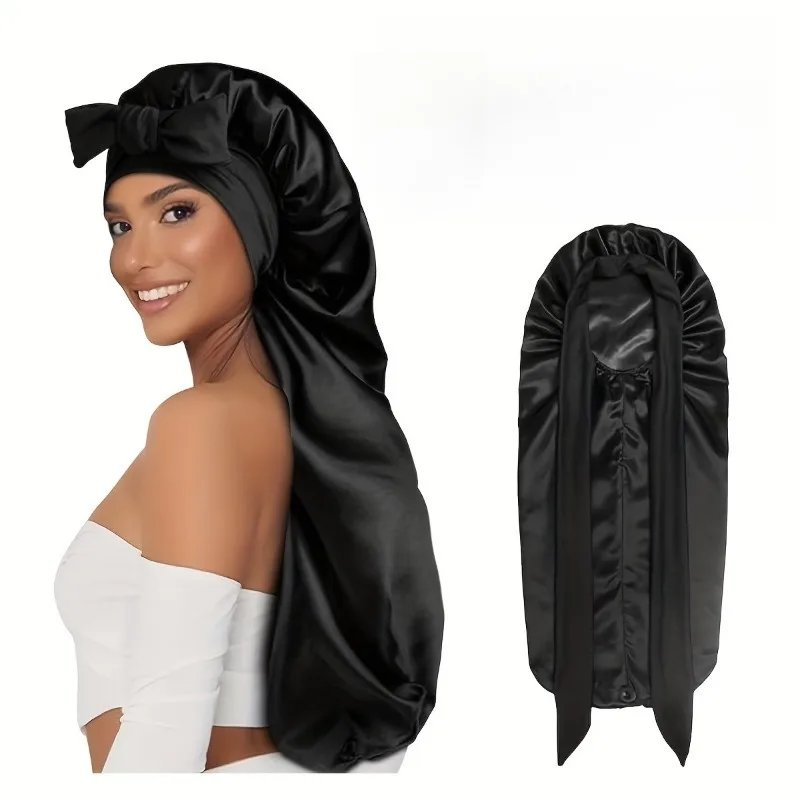 Long Sleep Bonnet for Straight Curly Hair, Extra Large Hair Bonnets for Dreadlock And Braids, Satin Sleeping Caps Night Cap