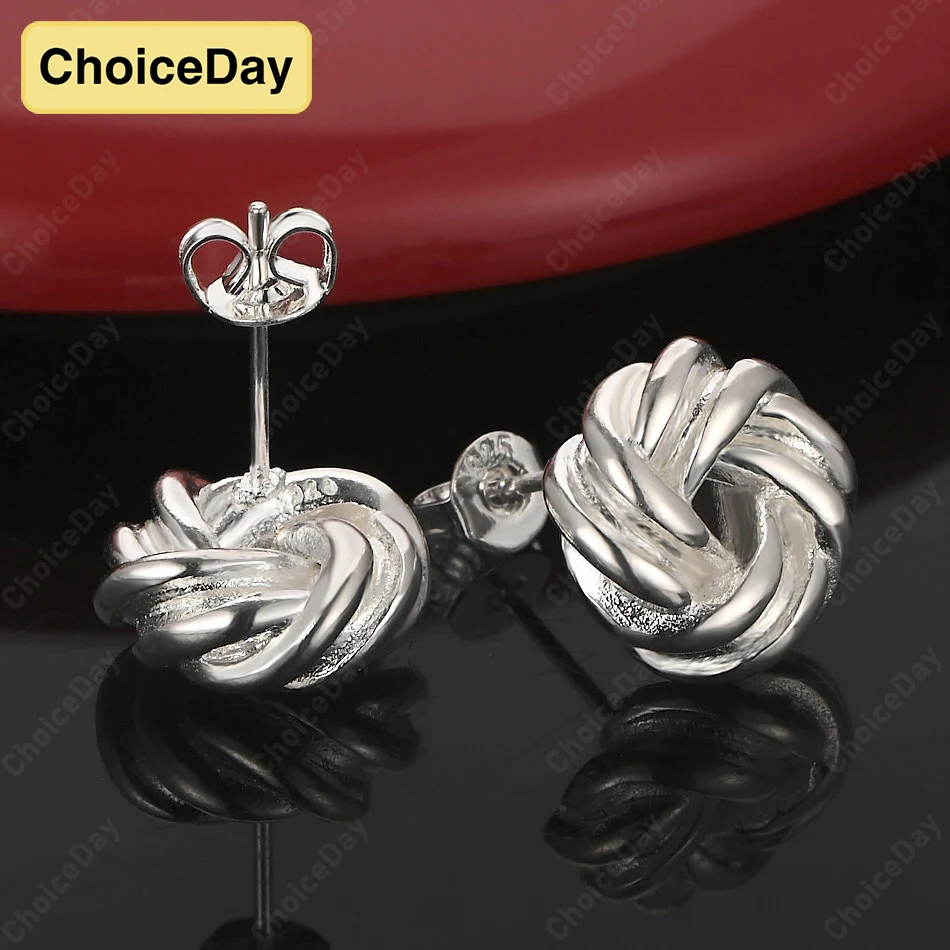 

ChoiceDay 925 Sterling Silver Exquisite Braided Knot Earrings Hip Hop Party Gift Jewelry Accessories for Men and Women