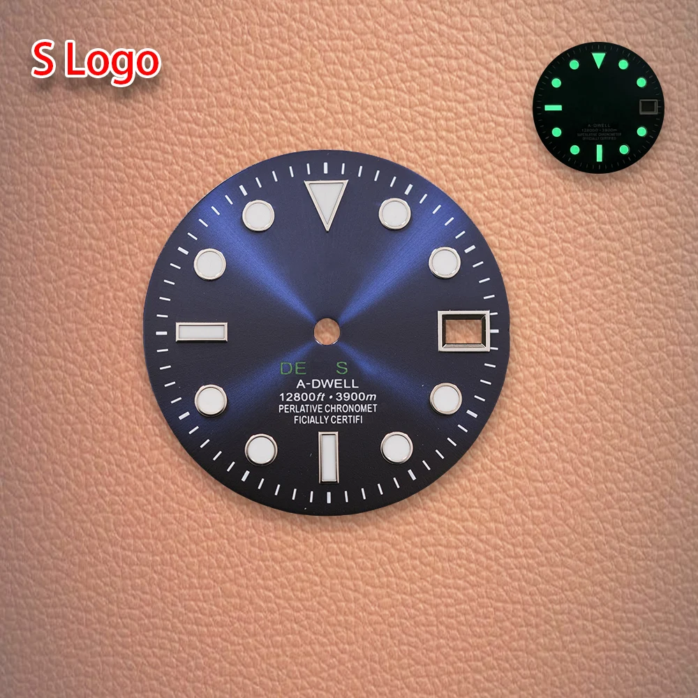 Sロゴ文字盤 28.5mm NH35 サン グラデーション文字盤 NH35/NH36 日本製ムーブメント対応 C3 グリーン夜光時計改造アクセサリー