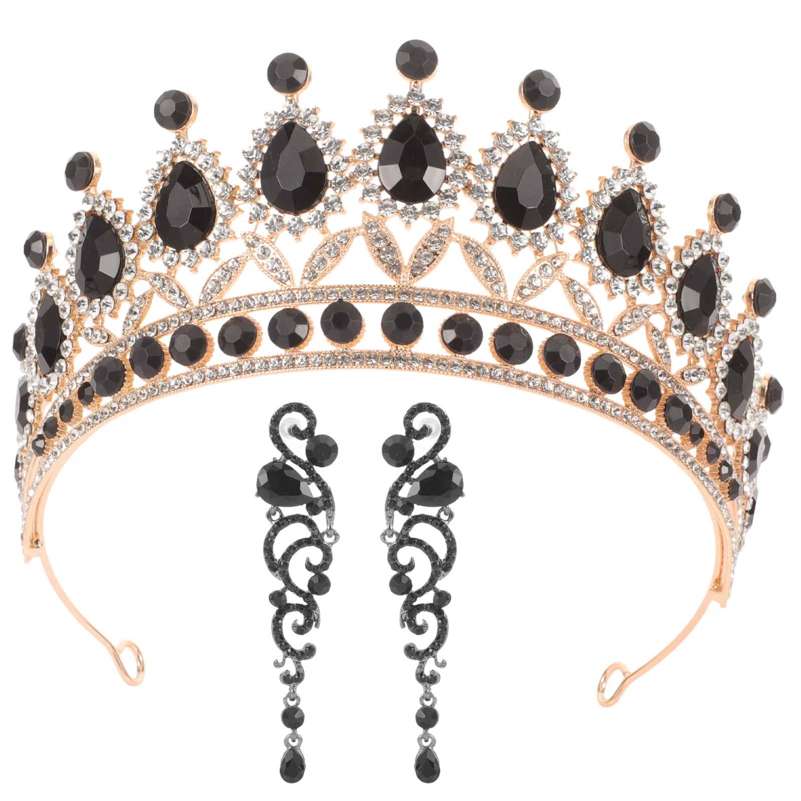 

1 Set Vintage Crown Earrings Set Baroque Bridal Jewelry For Wedding Party Prom Rhinestone Headpiece Women Birthday Accessories