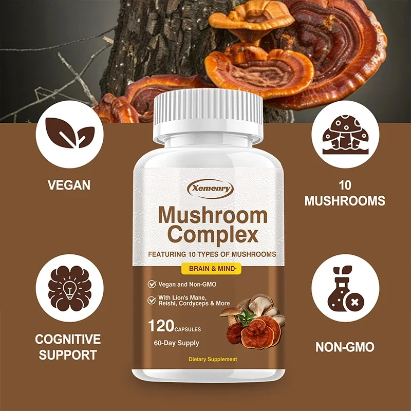 Mushroom Complex Capsules - Helps Improve Focus, Clarity and Memory, Immune System Support