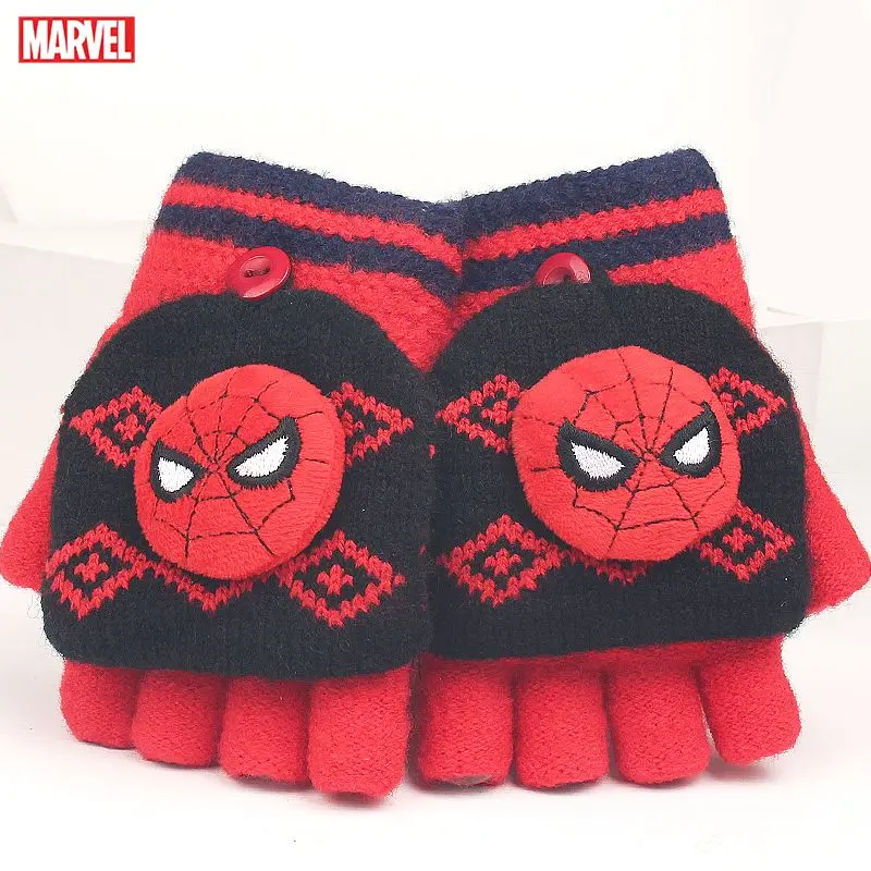 Wunder Rächer Kapitän Amerika Spider-Man kreative Cartoon Kinder Winter wind dicht warme Fünf-Finger-Handschuhe Weihnachts geschenk