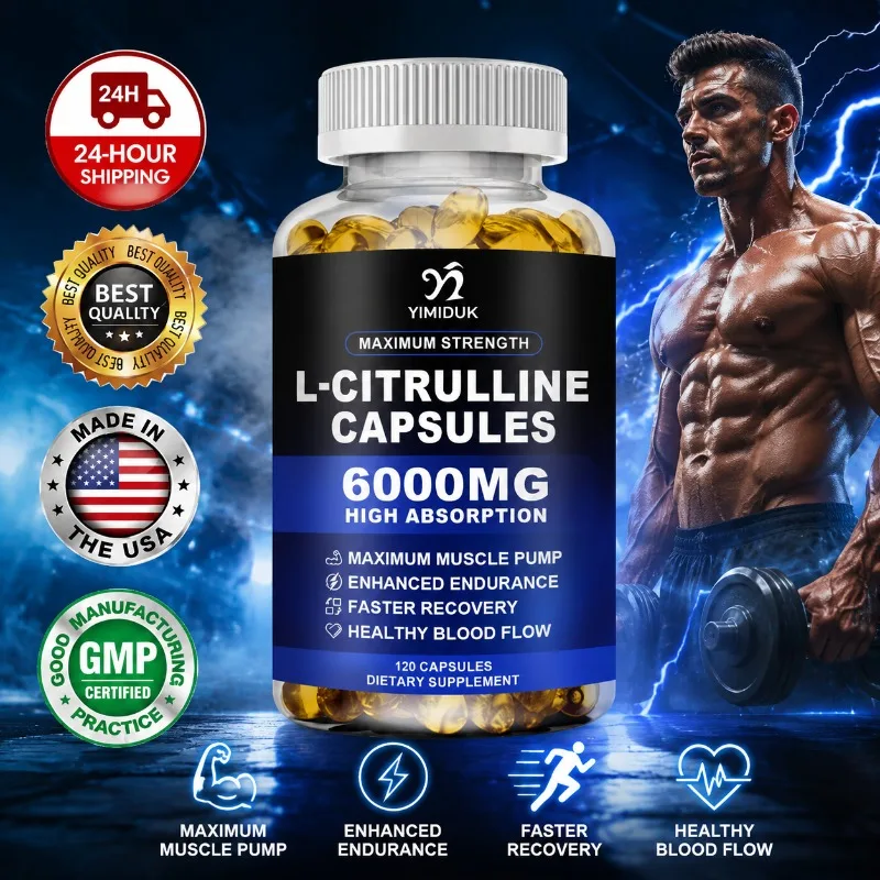 Max Absorption L-Citrulline Supplements, with Gelatin, Vitamin E, Preserve Muscle, Support Vessels, Cut Recovery Time