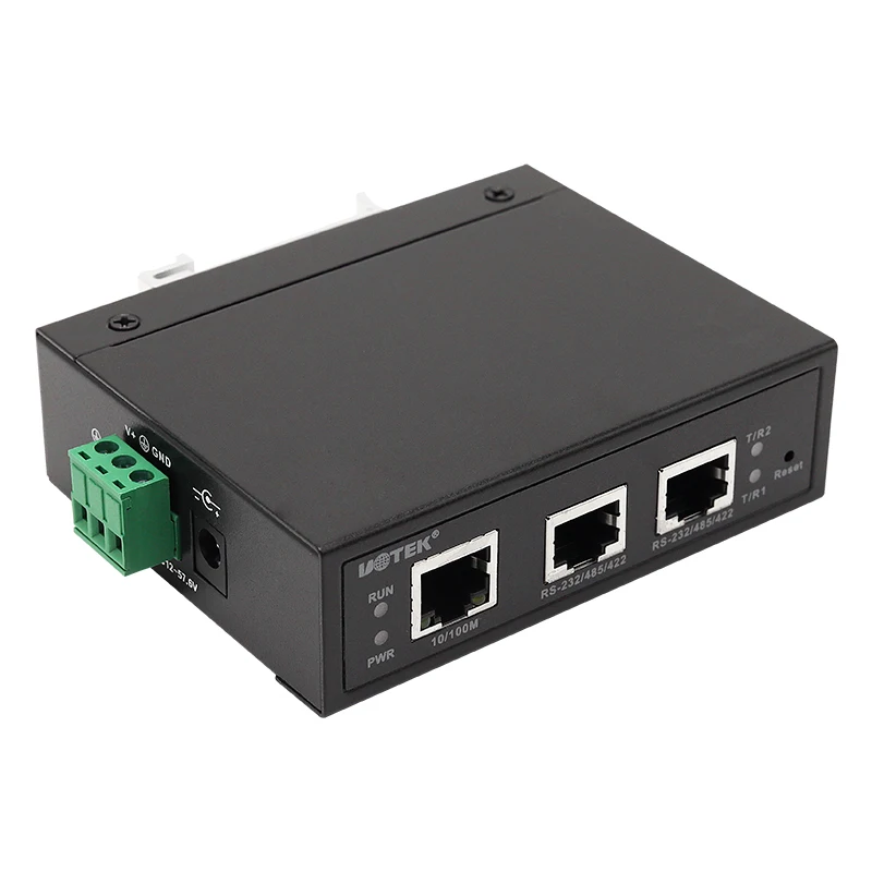 UOTEK TCP/IP a RS232 RS485 RS422 Server dispositivo seriale 1 porta Ethernet 100M e 2 porte RJ45 con protezione IP30 UT-6802A
