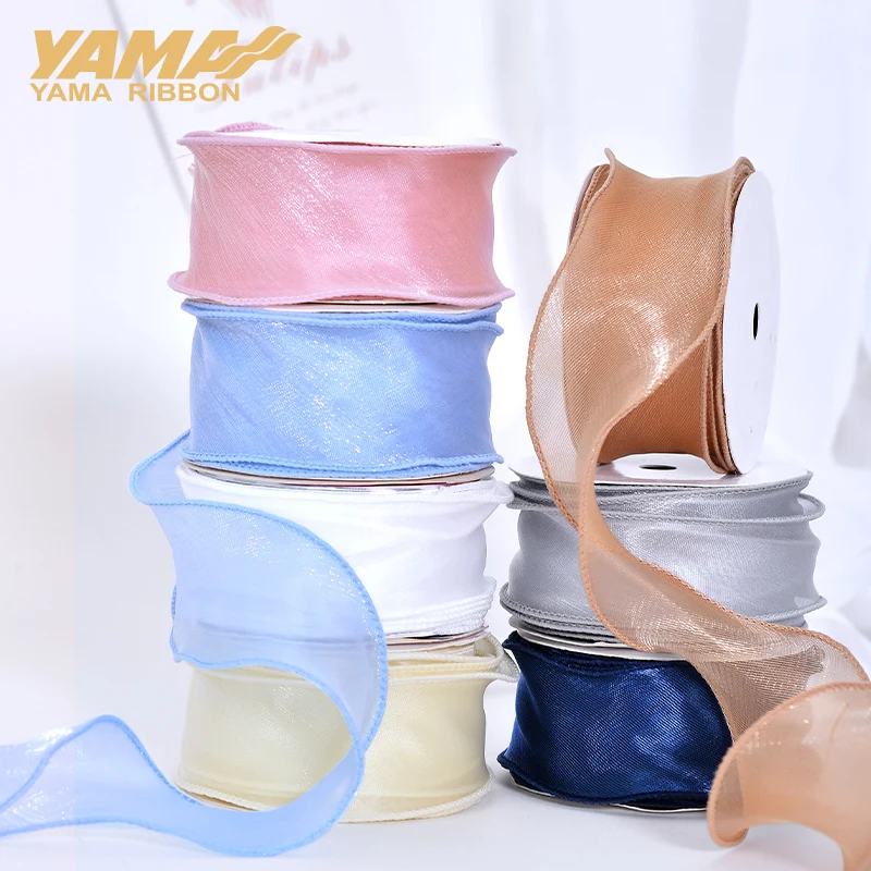 YAMA-Wave Organza Ribbon, Fishtail Ribbon, Wedding Decoration, Party Gift Packaging, Bouquet DIY Craft Supplies, 38mm, 5 in, 8in