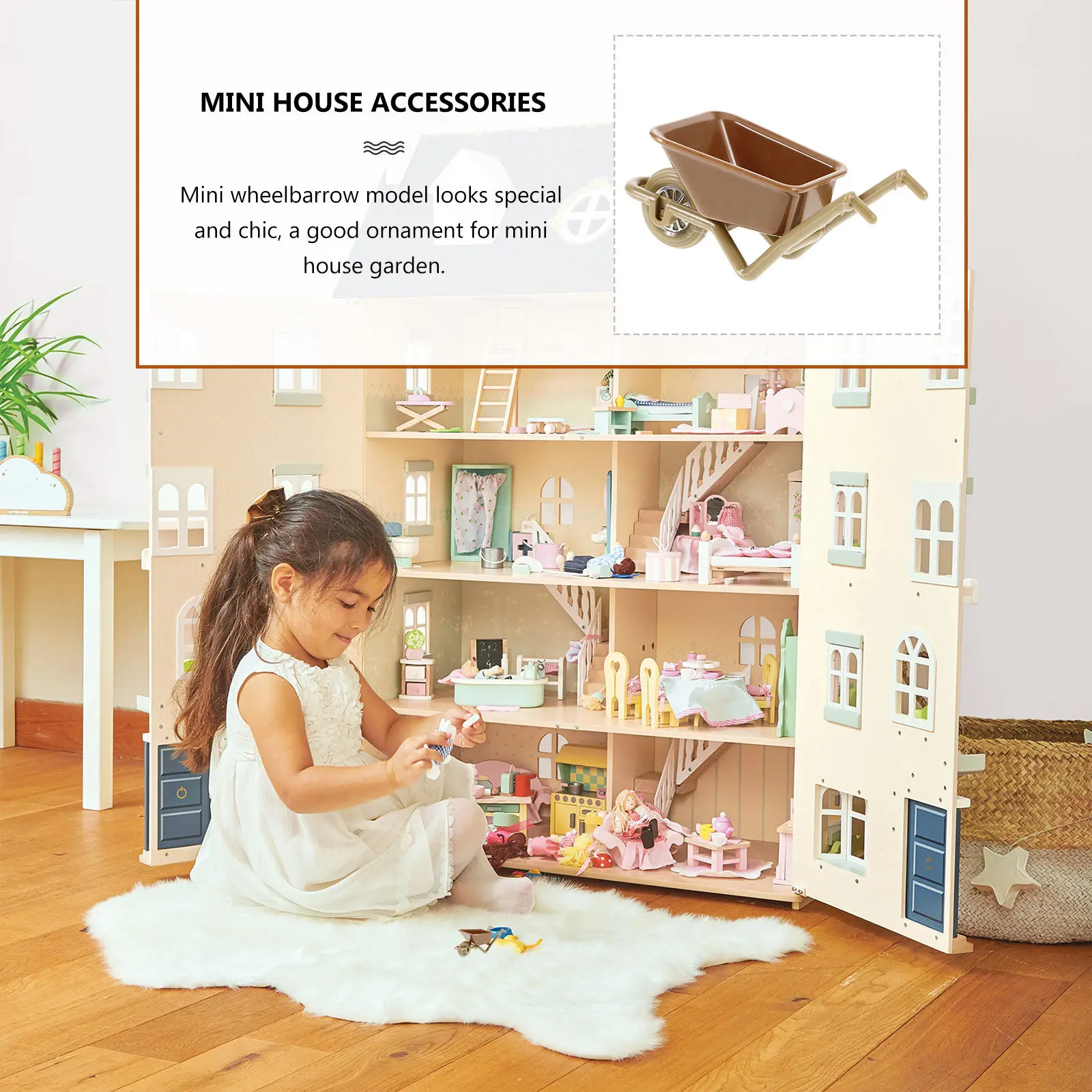 

Набор из 4 мини-тачек: стильные аксессуары для микроландшафта и миниатюрных домиков, подарок