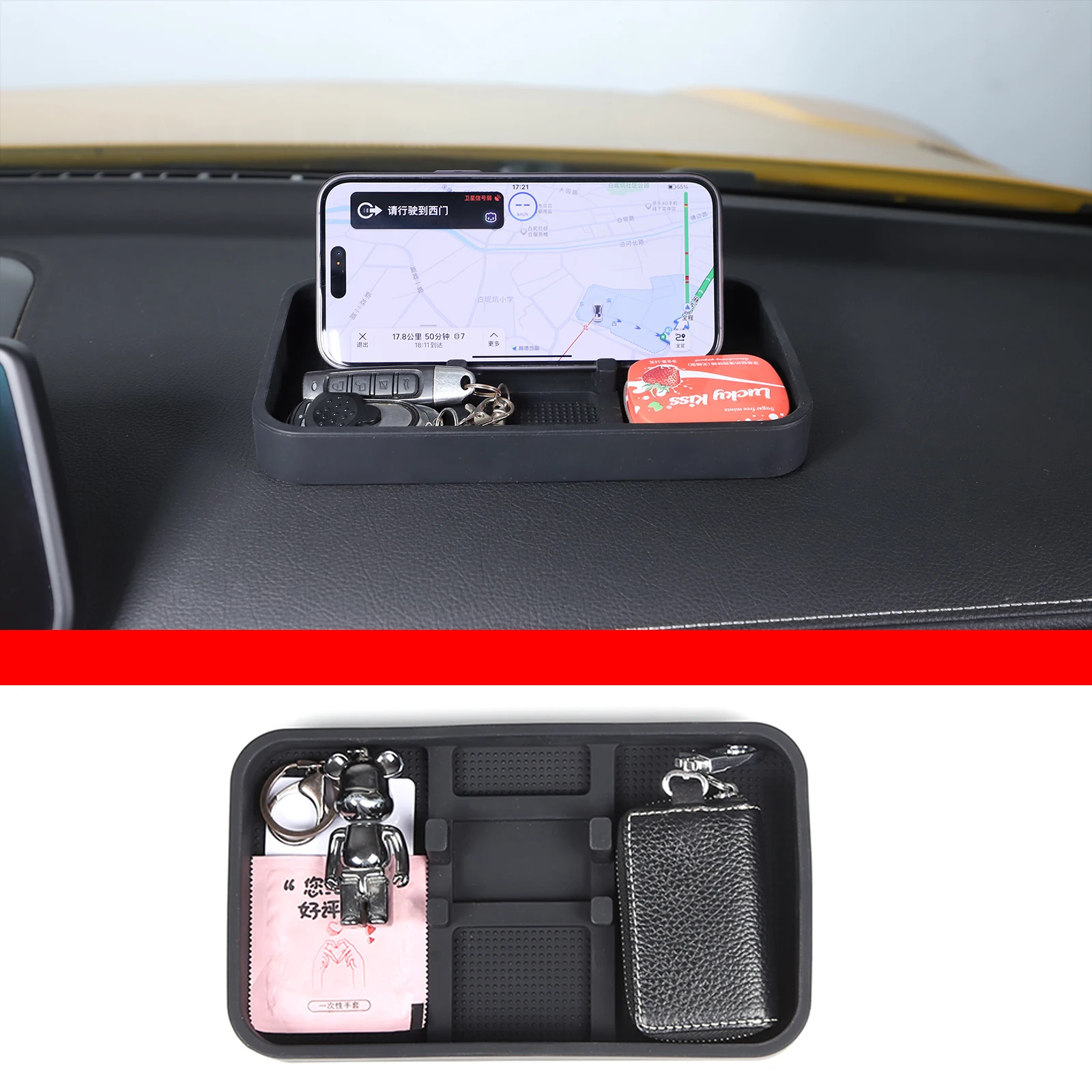 

For Toyota Supra MK5 A90 2019-2023 black car dashboard multi-function storage mobile phone anti-slip mat car accessories