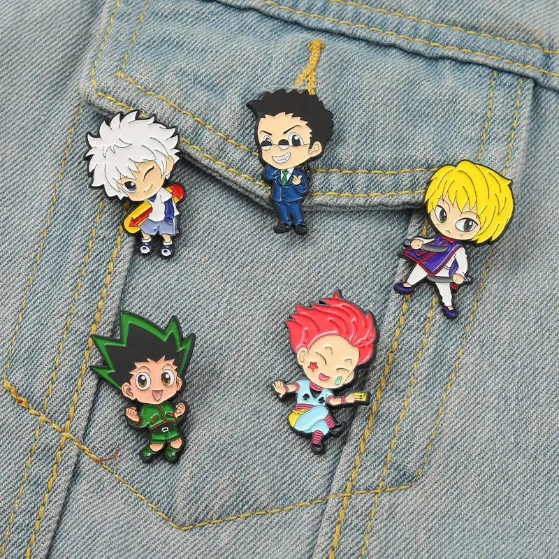 HUNTERxHUNTER smalto Pin Custom GON Killua Kurapika Leorio Hisoka spilla distintivo risvolto Anime HxH gioielli regalo per i fan