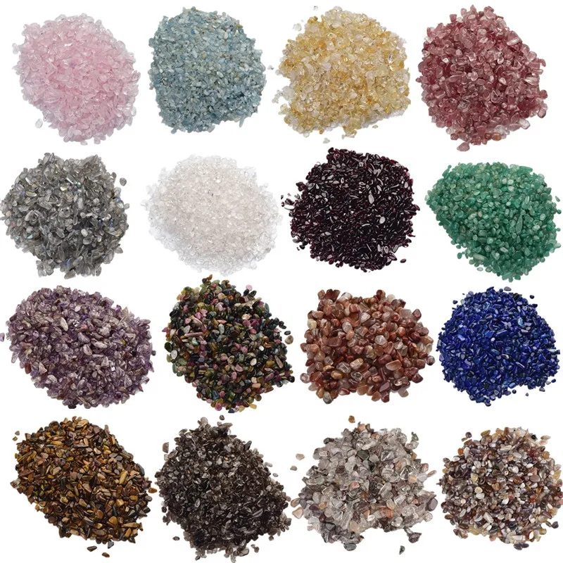 100 g natürliche Quarzspäne, Kristall, mineralisch, polierter Kies, Aquarium, klares Tigerauge, Lapislazuli, Erdbeer-Massenstein