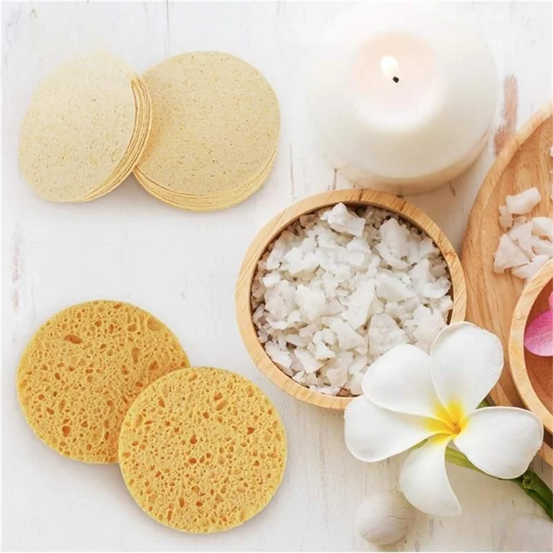 

50PCS Cleansing Pads For Face Compressed Facial Sponges Turmeric Cleanser Pads For Skin Cleansing And Exfoliating