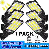 4/6/8PCS 108 COB Sensor Street 3 Light Modes Outdoor Waterproof Security Solar Lamps for Garden Patio Path Remote Control Light