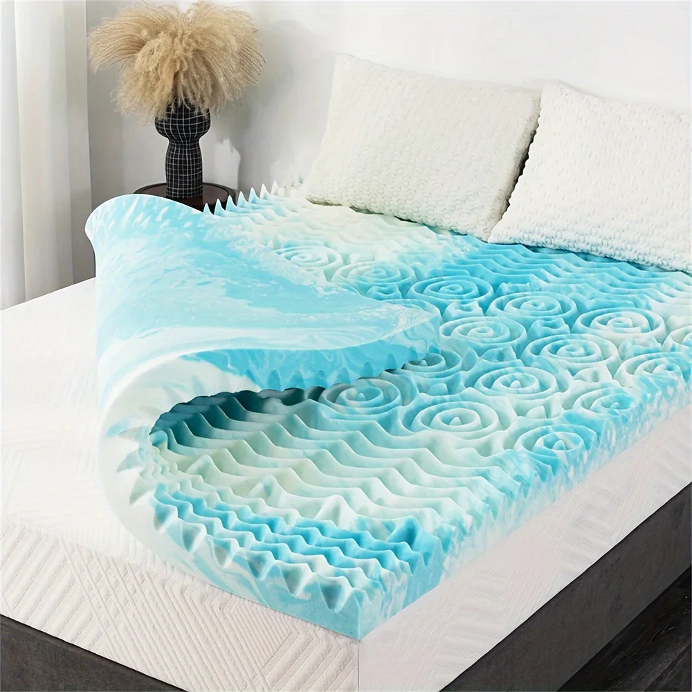 

5-Zone Memory Foam Mattress Topper in 2/3/4 Inches, Featuring Cooling Gel-Infused Foam for Enhanced Comfort And Support, Conveniently Packaged in a Box for Easy Transport, with a Ventilated Design