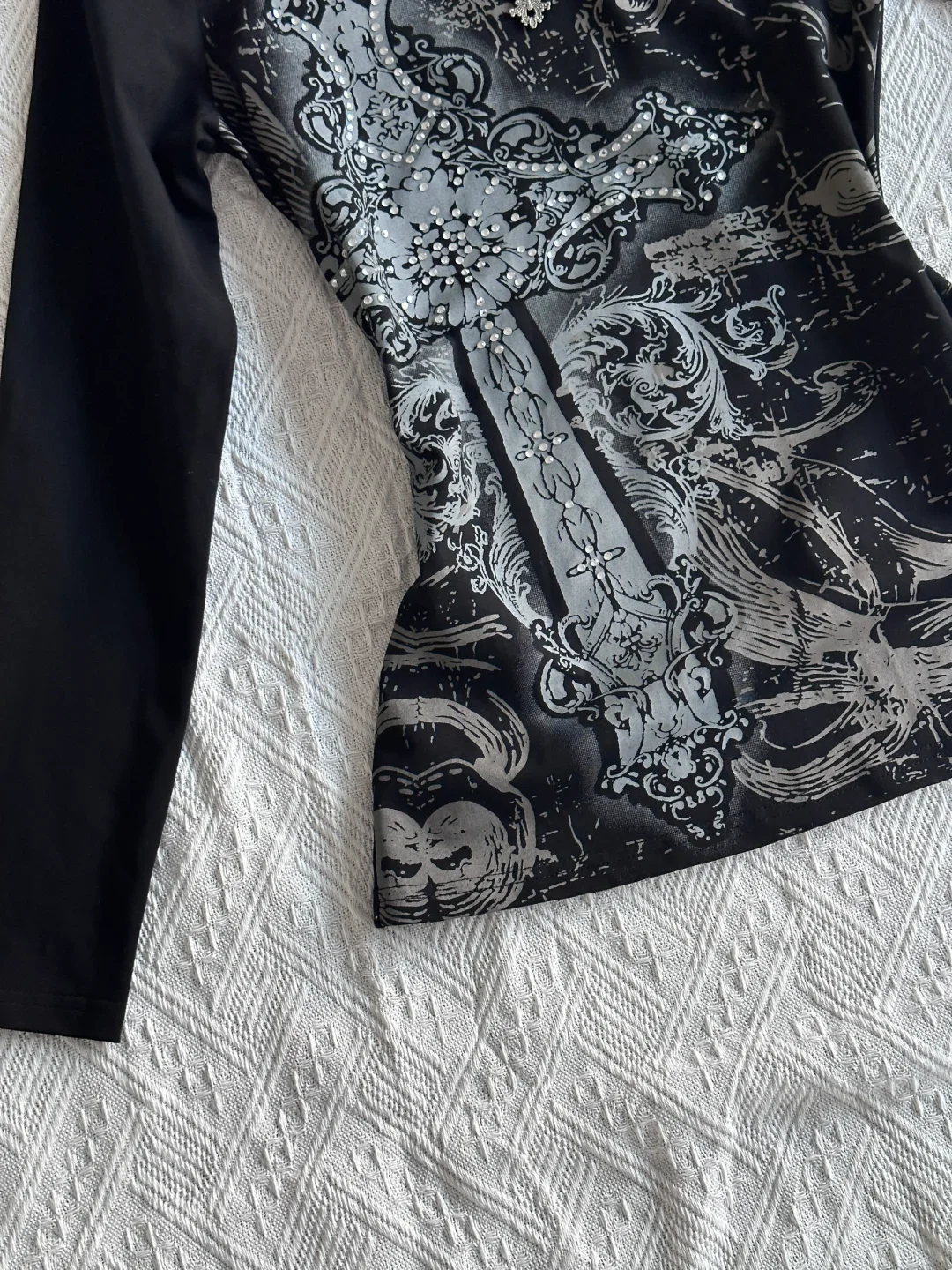 Camiseta vintage feminina casual manga longa streetwear subcultura harajuku americano retro y2k vintage gótico camisetas outono chiques topos