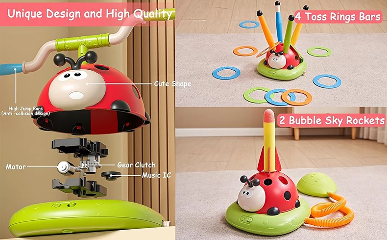 Ladybug Sport Entertainment Game Toy Multifunction Rope Skipping Machine Ferrule Jump Rocket Launcher Outdoor Educational