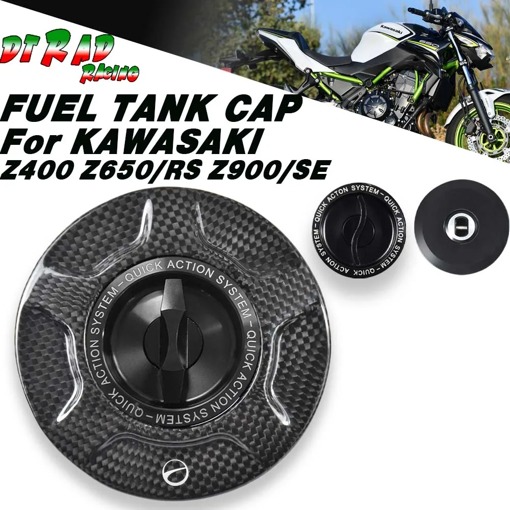 DTRAD Carbon Fiber Quick Action Fuel Tank Cap For KAWASAKI Z400 Z650 Z900 Z900SE Z650RS Motorcycle Gas Oil Key Plug Airbox Cove