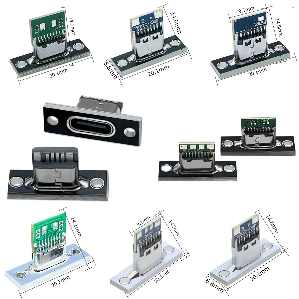 Multi-Type USB 3.1 Type C Socket With Screw Fixing Plate Type-C USB Jack 3.1 Type-C 2Pin 4Pin 5Pin 6Pin Female Connector Jack