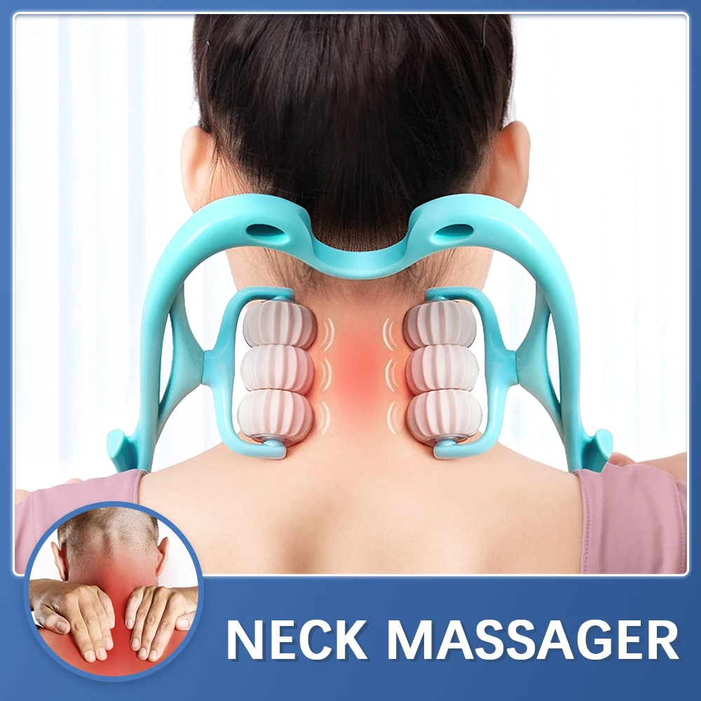 6-Wheel Cervical Spine Massage Roller Office Manual Multi-Function Relief Back Waist Shoulder Neck Clip Sports Equipment