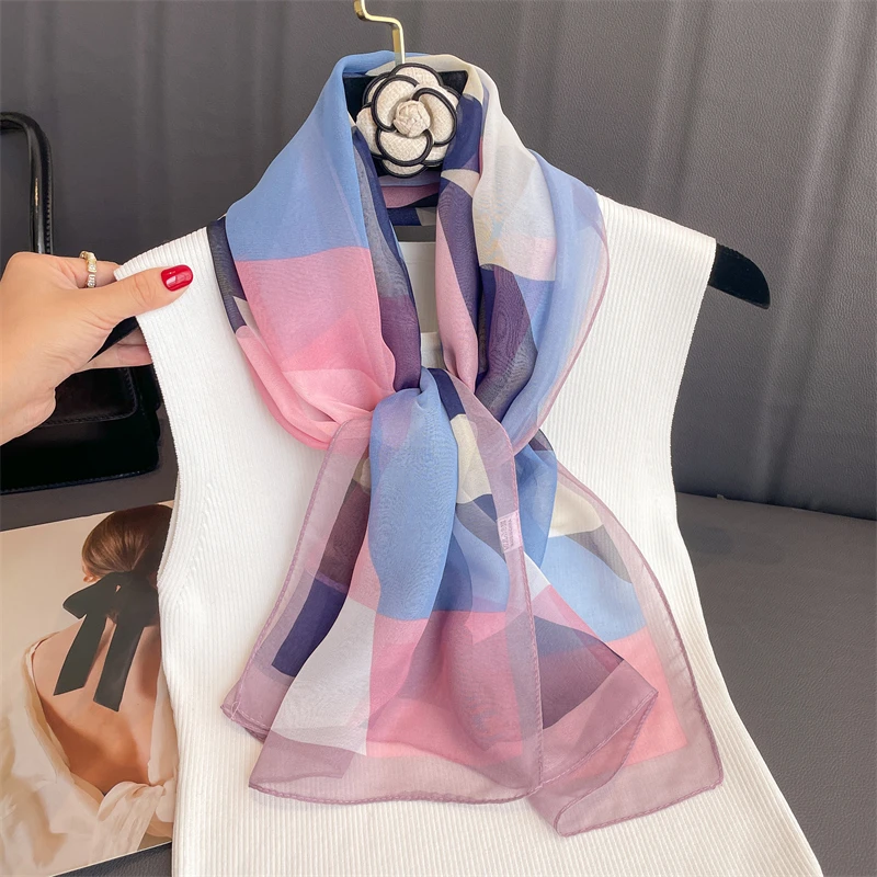 50*160cm Fashion Chiffon Soft Scarf Women Shawl Scarves Breathable Sun Beach Sunscreen Lady Bandana Wrap HIjab Pashmina