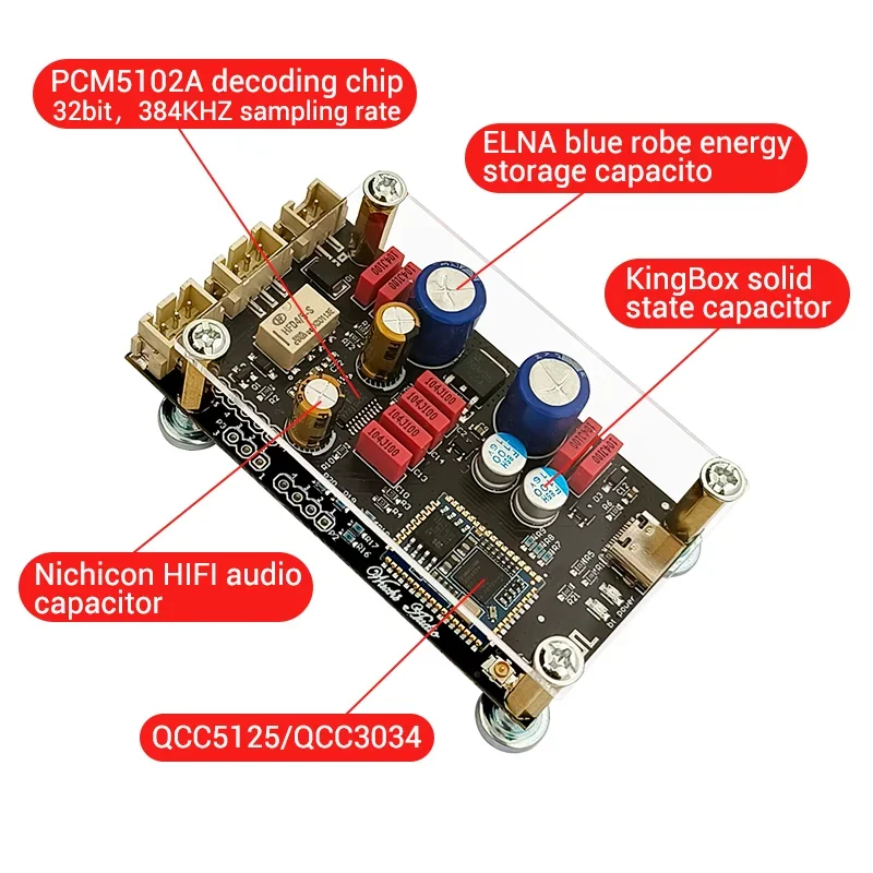 APTX HD QCC5125 LDAC Wireless Adapter Bluetooth 5.1 Receiver Board DAC Audio Decoder Board 24Bit/96Khz LDAC
