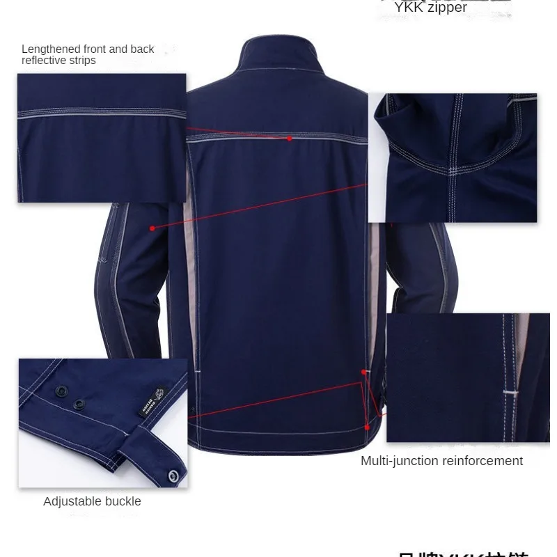 Roupa de trabalho masculina de algodão resistente ao desgaste, soldador antiestático, roupa antiescaldante, roupa de manga comprida, roupa de trabalho de proteção ao trabalho