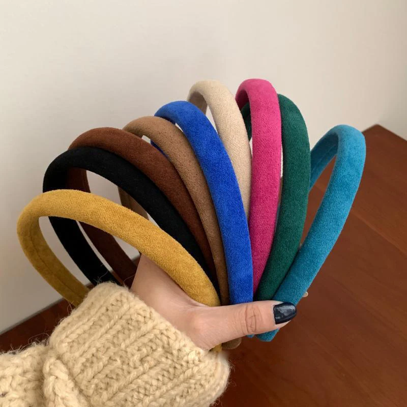 NEW Autumn and Winter Woman Elegant Retro Korean Velvet Hairband Narrow Suede Headband Girls Headwear Ladies Hair Accessories