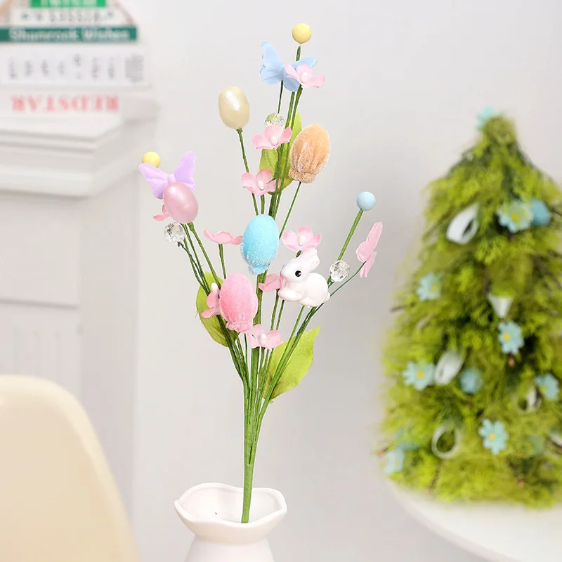 Easter Decoration Ins Rabbit Easter Egg Simulation Branch DIY Party Bouquet Flower Arrangement Accessories