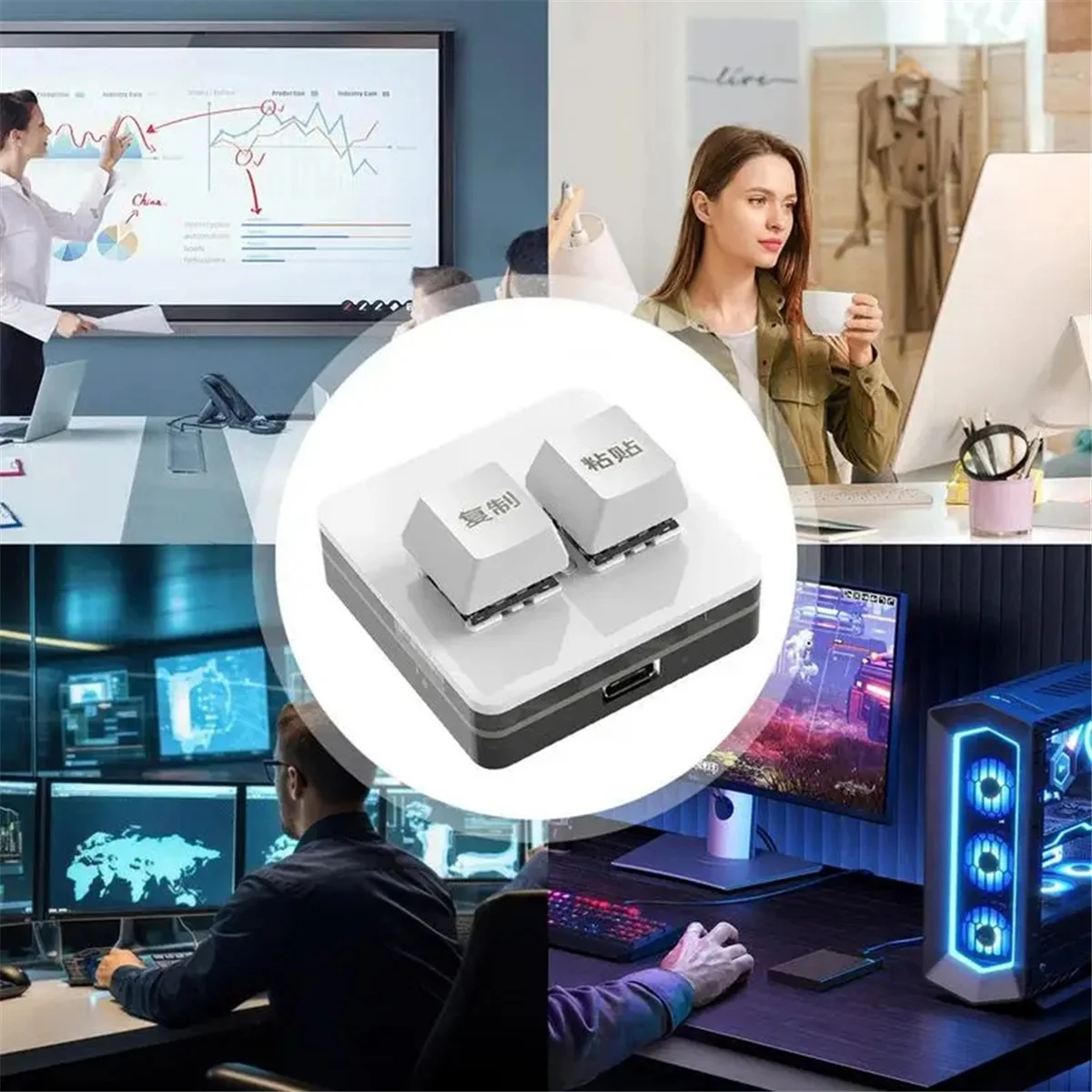 لوحة مفاتيح صغيرة مخصصة من ONGE مكونة من مفتاحين RGB Macro OSU لوحة مفاتيح ميكانيكية قابلة للبرمجة لأعمال الألعاب، أبيض من النوع A