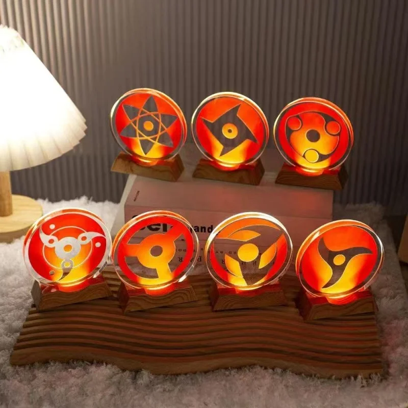 Naruto Sasuke Naruto Mangekyou Sharingan bola de cristal con Base Led dormitorio cabecera luz nocturna decoración de Anime regalo