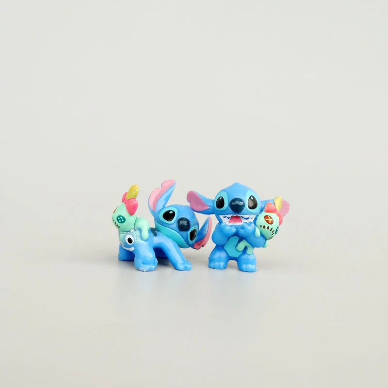 6 Pcs/Set Disney Anime Lilo and Stitch Figures Collectible Toys Charms Stitch Hand With Scrump Mini GK PVC Model Decoration Toys