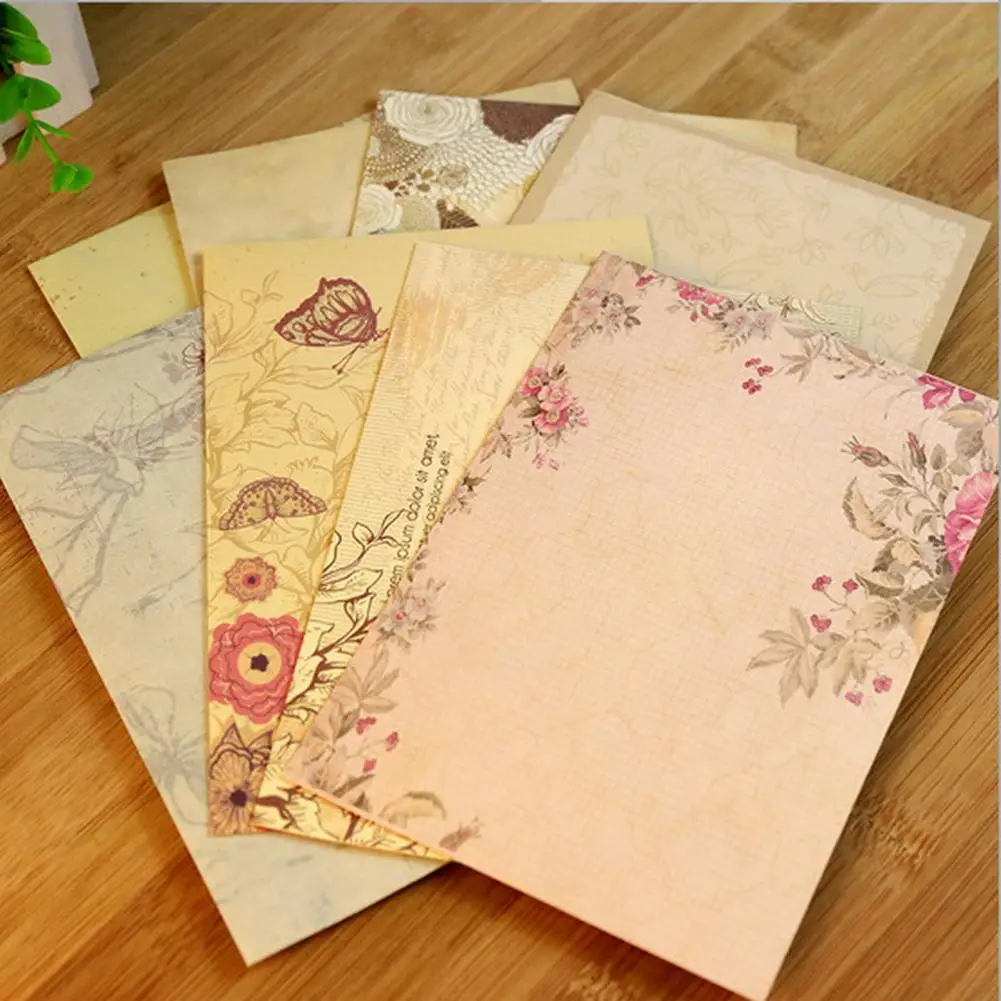Beautiful  Letter Pad Plant Pattern Jasmine Envelope Letter Paper Pastoral Style Retro Writing Paper for Student