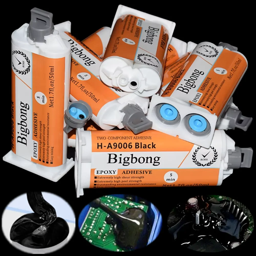 

50ml Epoxy Resin AB Glues Caulk Adhesive 1:1 Black Adhesives 50ml Glue Guns 1:1 Caulking Gun Dispenser Static Mixing Nozzles