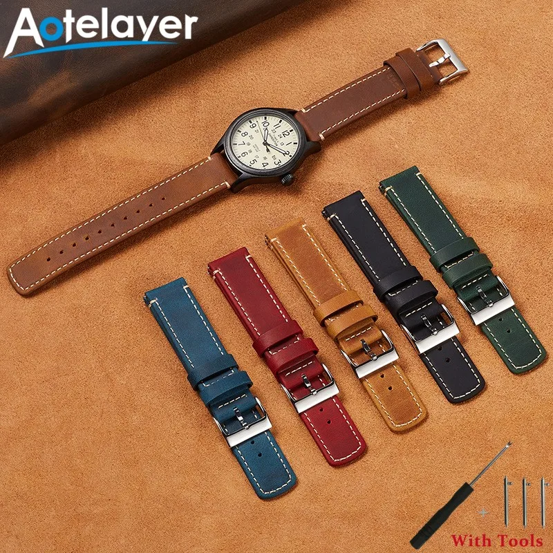 

18mm 20mm 22mm Quick Release Leather Watch Strap Matte Layer Crazy Horse Frosted Cowhide Watch Band Watch Accessories